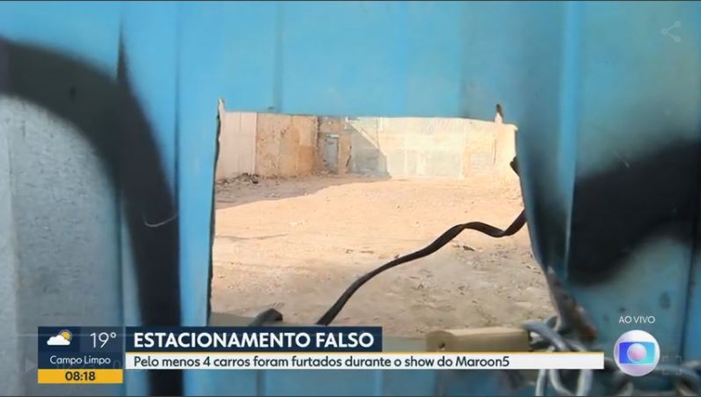 Estacionamento falso funcionava perto do Allianz Park, em Perdizes, Zona Oeste de São Paulo. Testemunhas contaram que ao menos quatro carros foram furtados após show do Maroon 5 — Foto: Reprodução/TV Globo