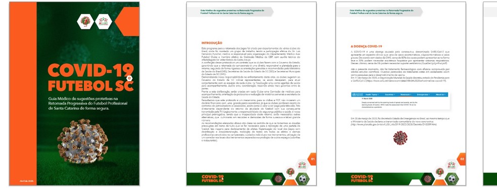 Protocolo catarinense faz série de observações para treinos e jogos, prevendo até dois ônibus para viagens dentro do estado — Foto: Reprodução