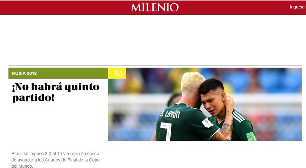 Jornal MILENIO, do México (Foto: Reprodução)
