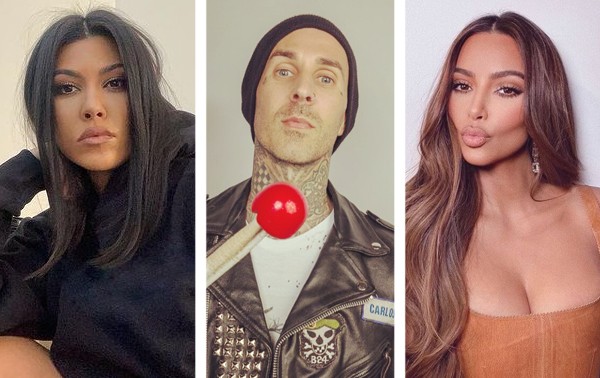 Kourtney Kardashian, Travis Barker e Kim Kardashian (Foto: Reprodução / Instagram)