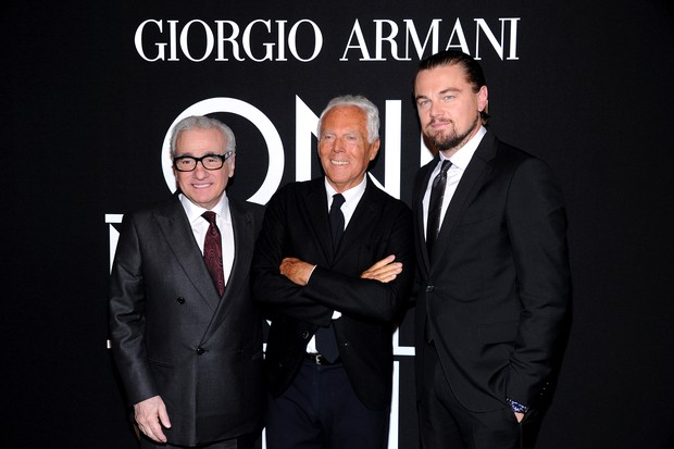 Martin Scorsese, Giorgio Armani e Leonardo Di Caprio (Foto: Getty Images)