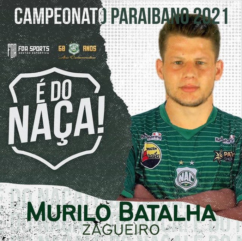 Murilo Batalha � o segundo zagueiro confirmado no elenco do Na�a para o estadual 2021 � Foto: Divulga��o / Nacional de Patos