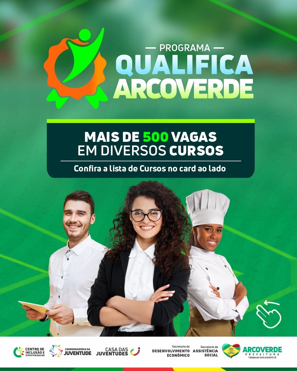 "Qualifica Arcovede" oferece vagas em 9 cursos gratuitos.  — Foto: Divulgação / Prefeitura de Arcoverde