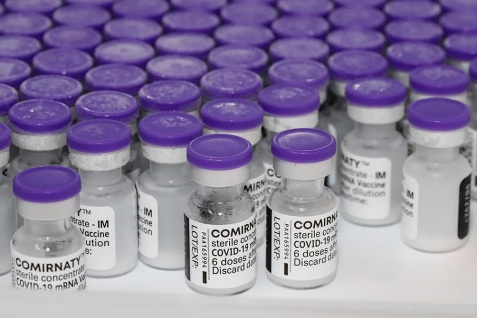 Doses da vacina da Pfizer armazenadas e — Foto: Cristine Rochol/PMPA/Divulgação