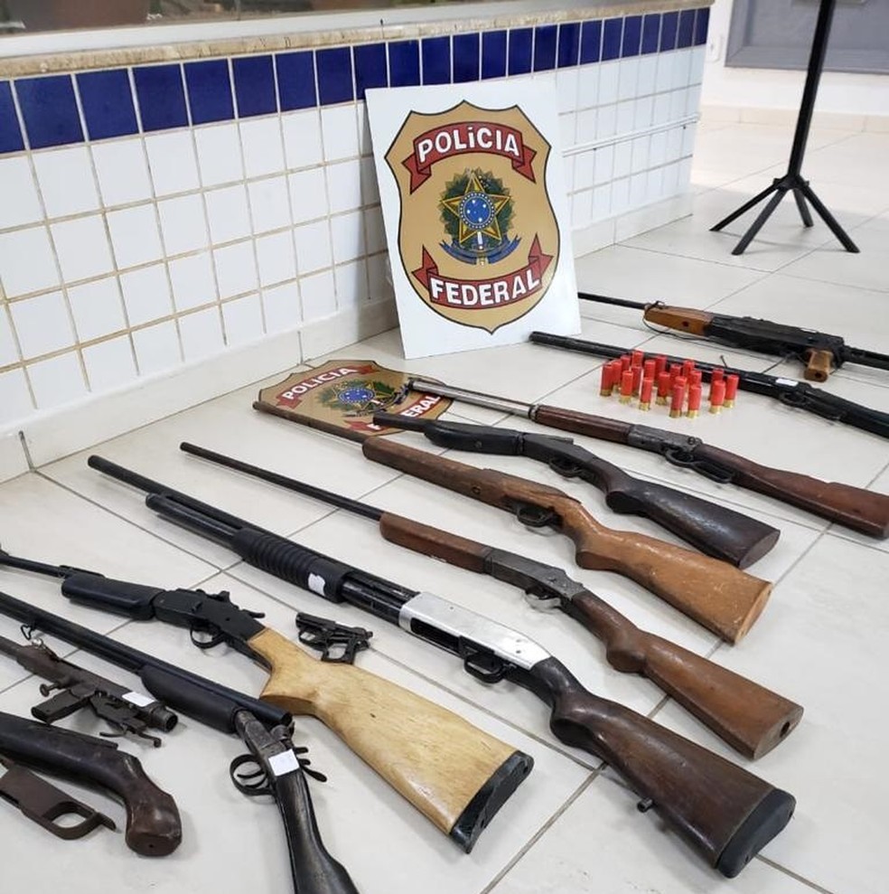 Armas apreendidas pela PF em Porto Velho — Foto: PF/Divulgação 
