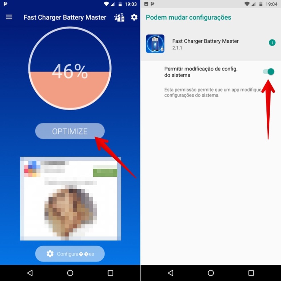 Permita que o aplicativo Fast Charger modifique as configurações do seu celular — Foto: Reprodução/Helito Beggiora