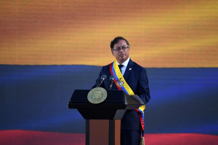 Gustavo Petro, presidente da Colômbia, em seu discurso de posse