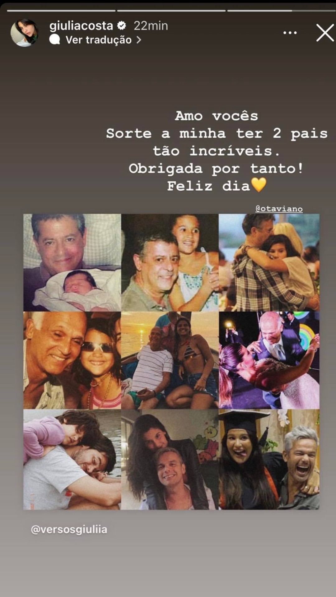 Giulia Costa homenageia Marcos Paulo e Otaviano Costa (Foto: Instagram)