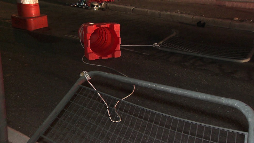 Fio de nylon na Ponte Vila Maria — Foto: Reprodução/TV Globo