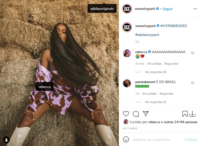 MC Rebecca tem foto postada em página da grife de Beyoncé (Foto: Reprodução/Instagram)