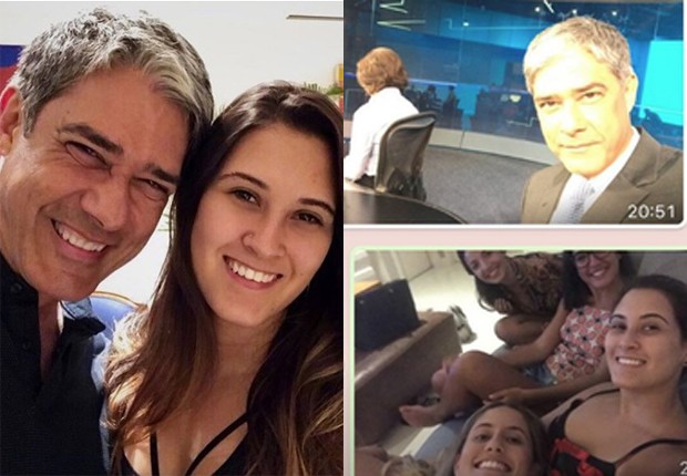 William Bonner manda selfie e mensagem durante o Jornal Nacional para a filha Beatriz Bonemer (Foto: Reprodução/Instagram)