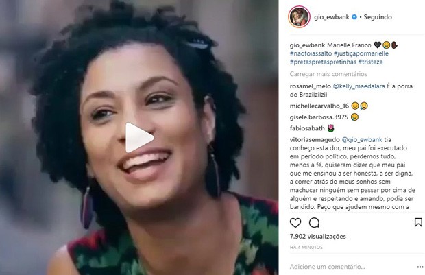 Famosos lamentam morte da vereadora Marielle Franco (Foto: Reprodução/Instagram)