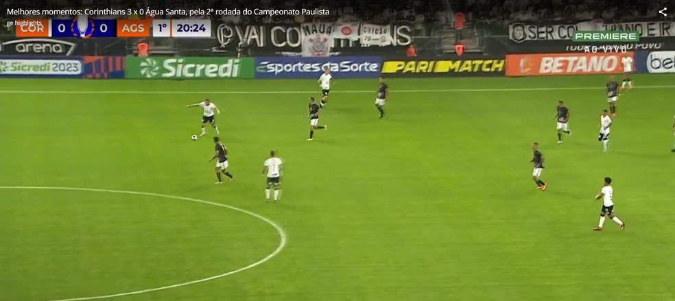 Corinthians atrai Água Santa para o lado esquerdo e, rapidamente, vira o jogo — Foto: Reprodução