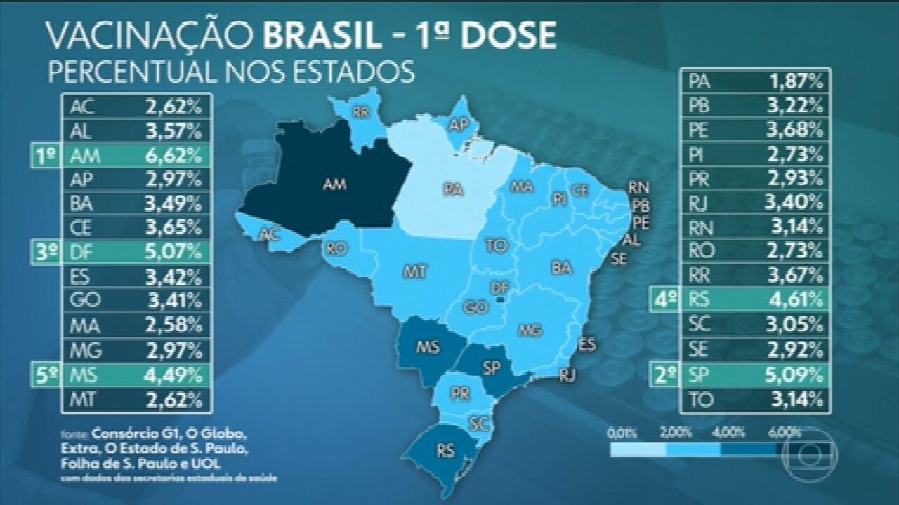 Brasil já aplicou a primeira dose da vacina contra Covid em 7.941.173 de pessoas