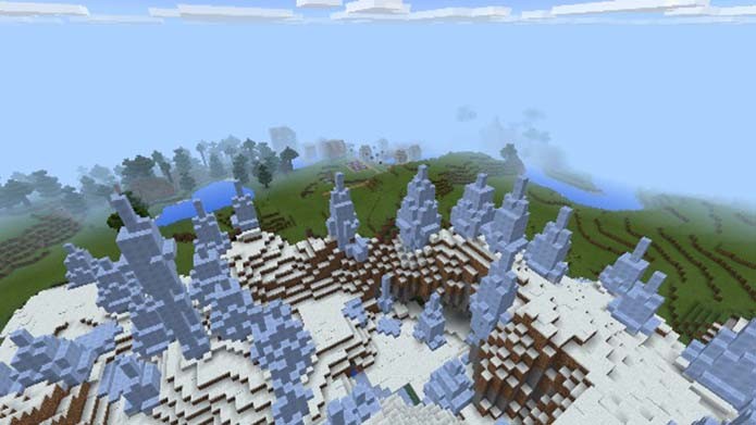 Vila nevada adiciona cenário diferenciado a Minecraft Pocket Edition (Foto: Reprodução/PCGamesN) 