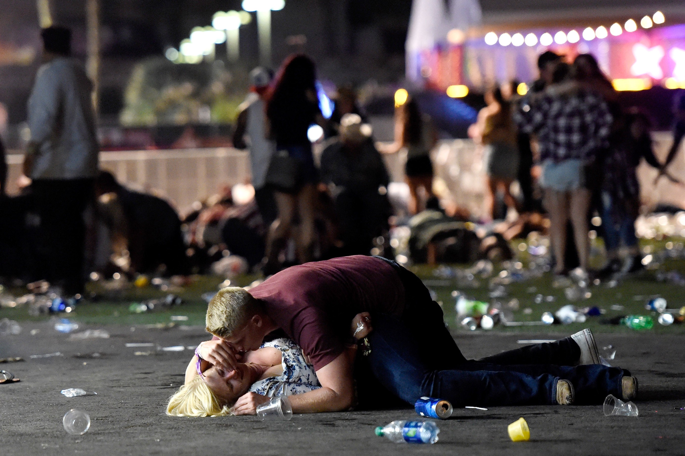 Foto feita no atentado de Las Vegas, em outubro de 2017 (Foto: David Becker/Getty Images)