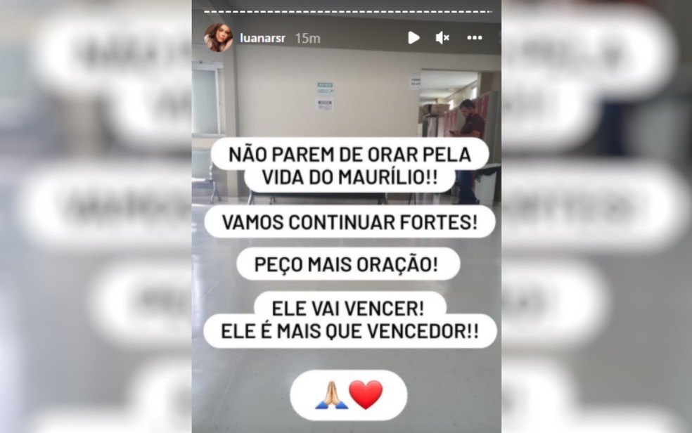 Esposa de Maurílio pede mais orações pelo cantor — Foto: Reprodução/Instagram