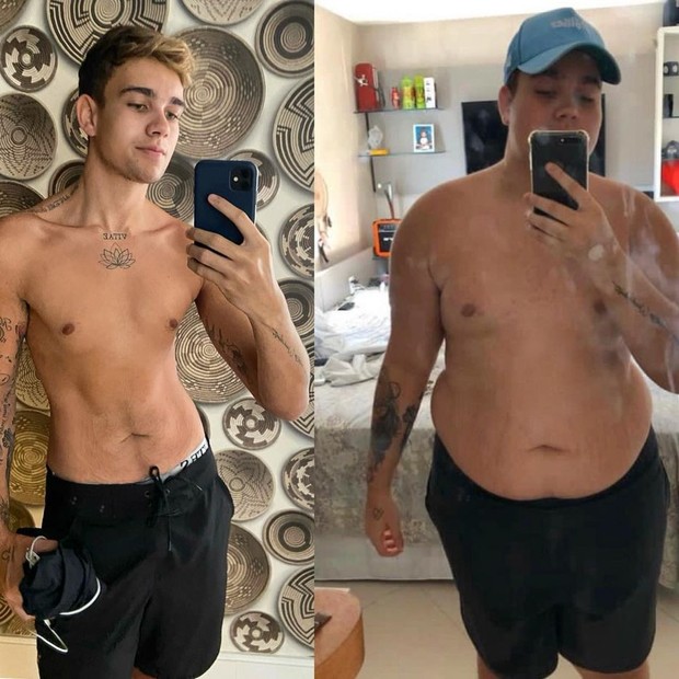 Rafa Almeida agora e antes da cirurgia bariátrica (Foto: Reprodução/Instagram)