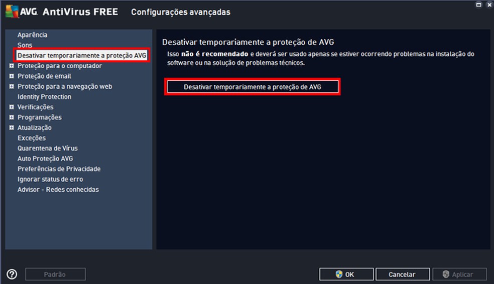 Como desativar temporariamente o AVG Antivírus | Dicas e ...