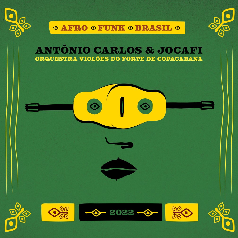 Capa do EP 'Afro Funk Brasil', de Antônio Carlos & Jocafi com Orquestra Violões do Forte de Copacabana — Foto: Arte de Filipe Cartaxo