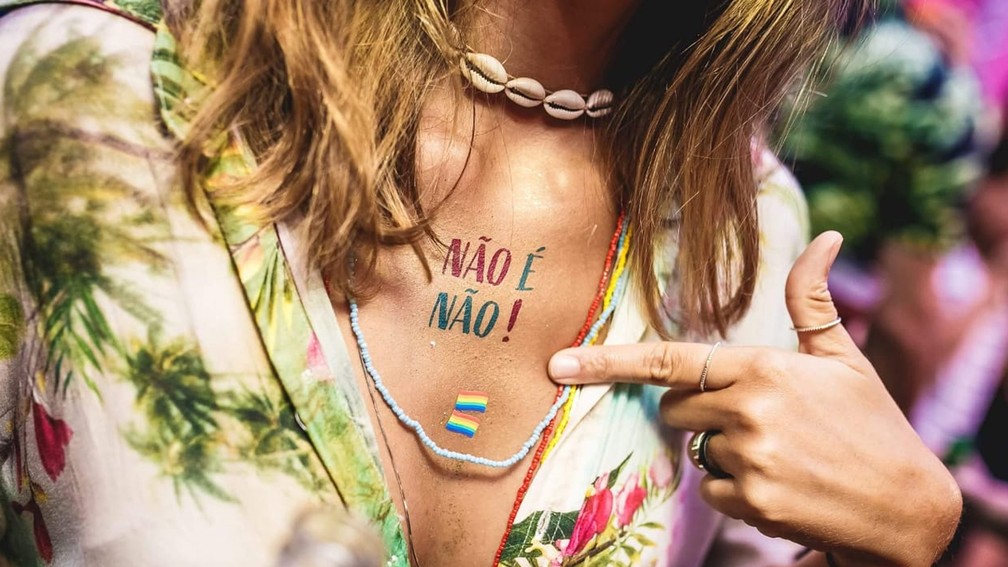 'Não é Não': tatuagens temporárias mandam recado contra assédio no carnaval de BH — Foto: Qu4rto Studio/Divulgação