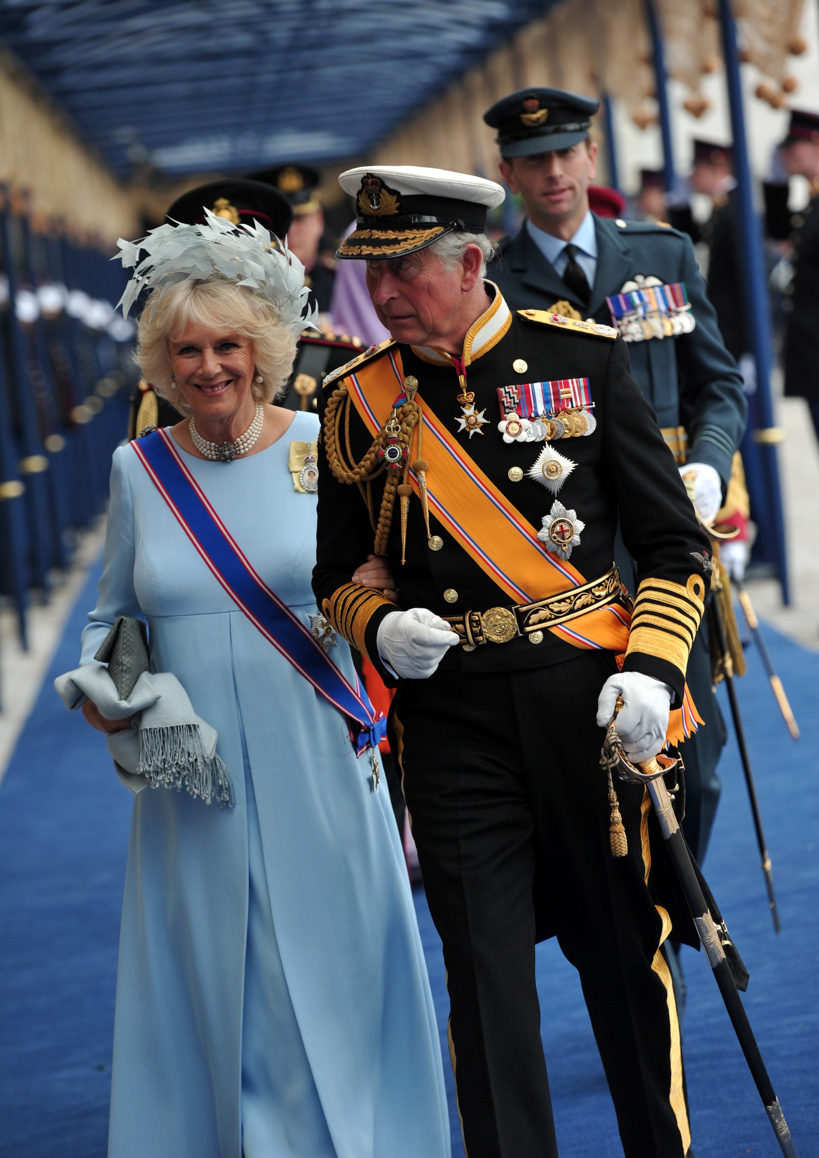 Camila Bowels-Parker e o príncipe Prince Charles, na cerimônia parao monarca Willem Alexander da Holanda, em 2013 — Foto: GettyImages