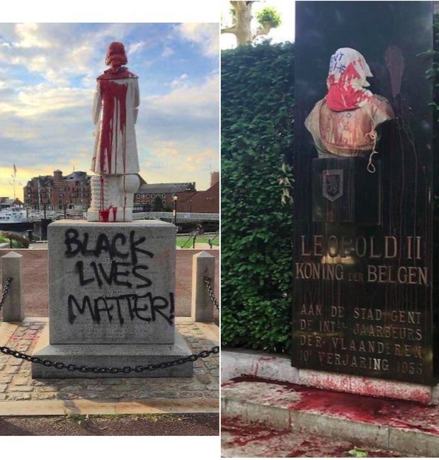 Monumentos são depredados nos Estados Unidos e Bélgica (Foto: Reprodução)
