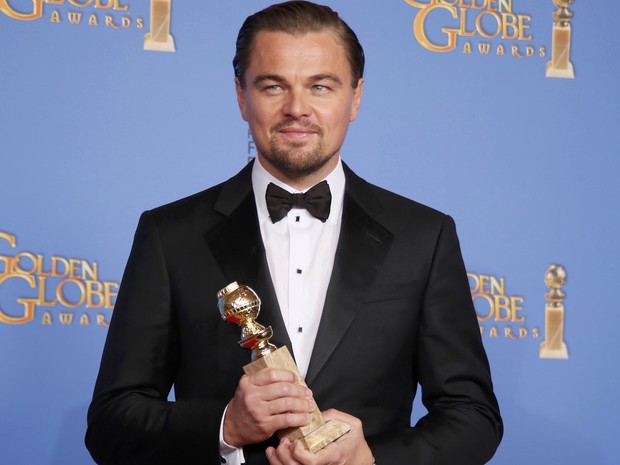 Leonardo DiCaprio vence o prêmio de melhor ator de comédia ou musical por 'O lobo de Wall Street' no 71º Globo de Ouro, que acontece neste domingo (12), em Los Angeles. (Foto: REUTERS/Lucy Nicholson)