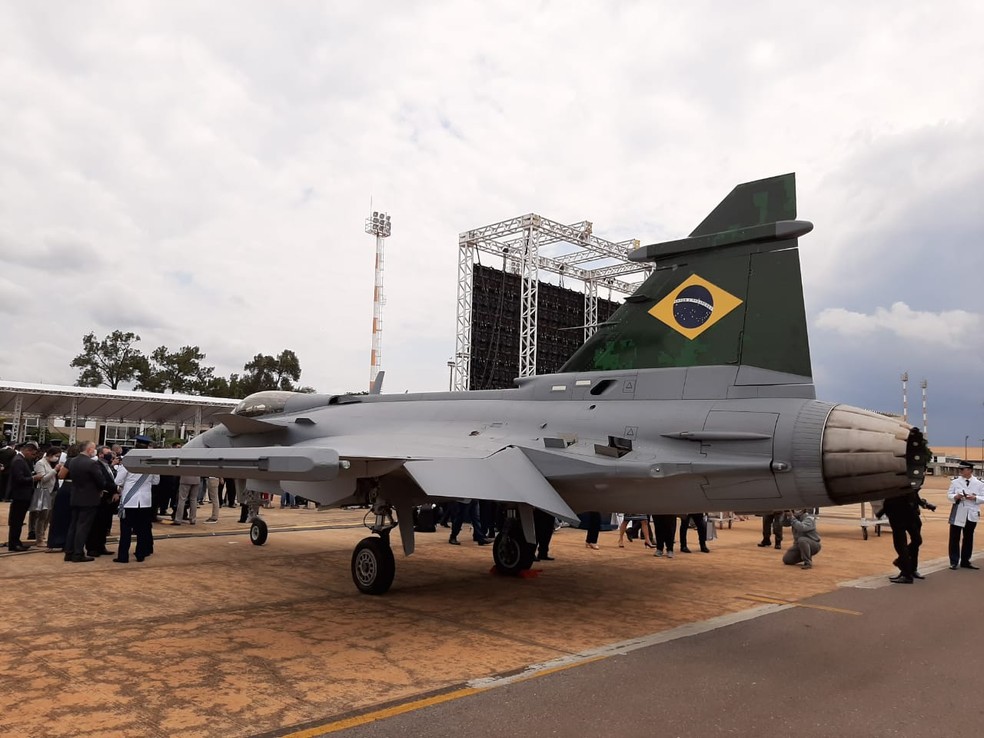 Gripen, aeronave de caça da FAB — Foto: Guilherme Mazui/G1