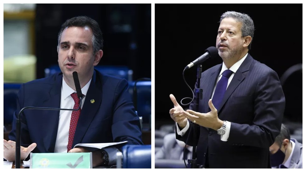 Rodrigo Pacheco e Arthur Lira foram reeleitos presidentes do Senado e da Câmara — Foto: Câmara dos Deputados e Agência Senado