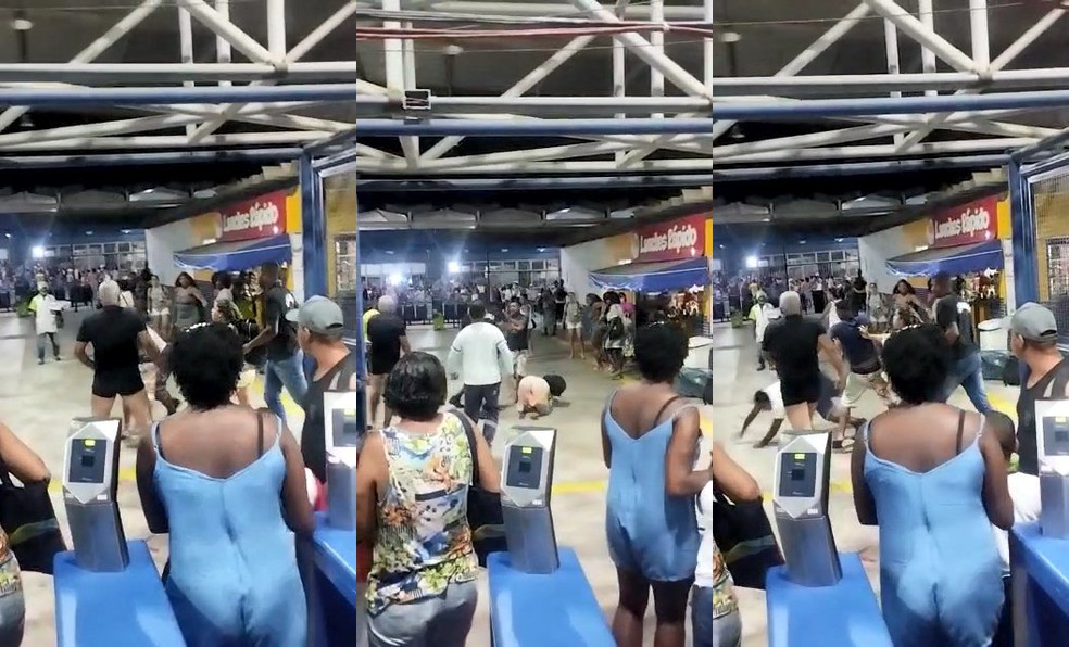 Funcionários do ferry-boat são agredidos por homens no Terminal de Bom Despacho — Foto: Reprodução/Redes Sociais