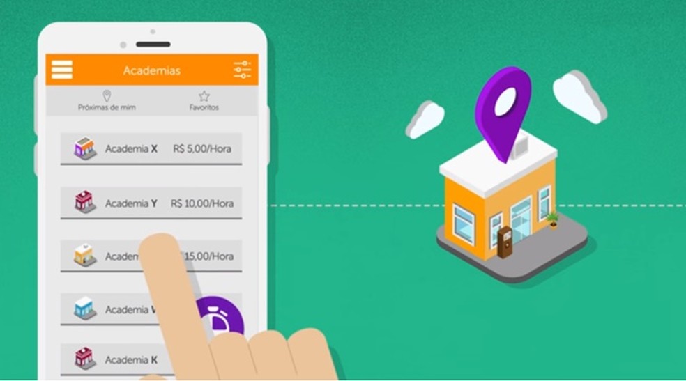 yoooUp! mostra academias com base na sua localização — Foto: Divulgação / yoooUp!