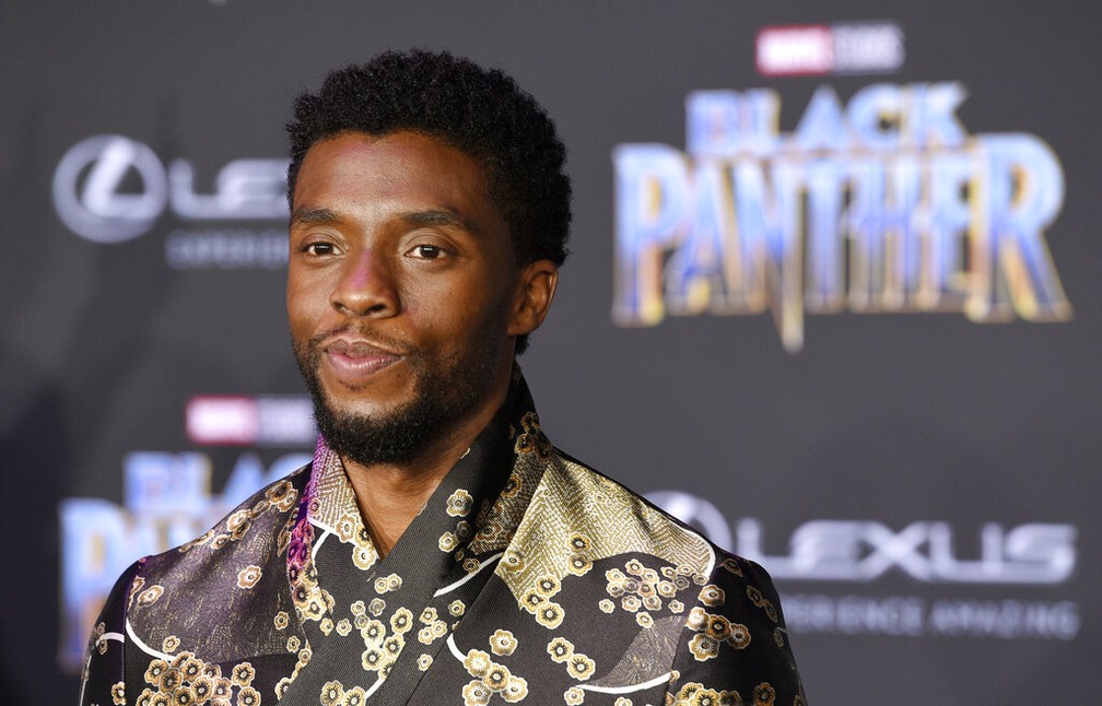 Chadwick Boseman posa no tapete vermelho da premiere de 'Pantera Negra' em Los Angeles em janeiro de 2018 — Foto: Chris Pizzello/Invision/AP
