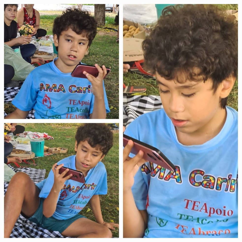 Vicente Neto, de 10 anos, tem autismo nível 3 e não consegue falar. Figuras personalizadas são o contato dele com o mundo.  — Foto: Arquivo pessoal