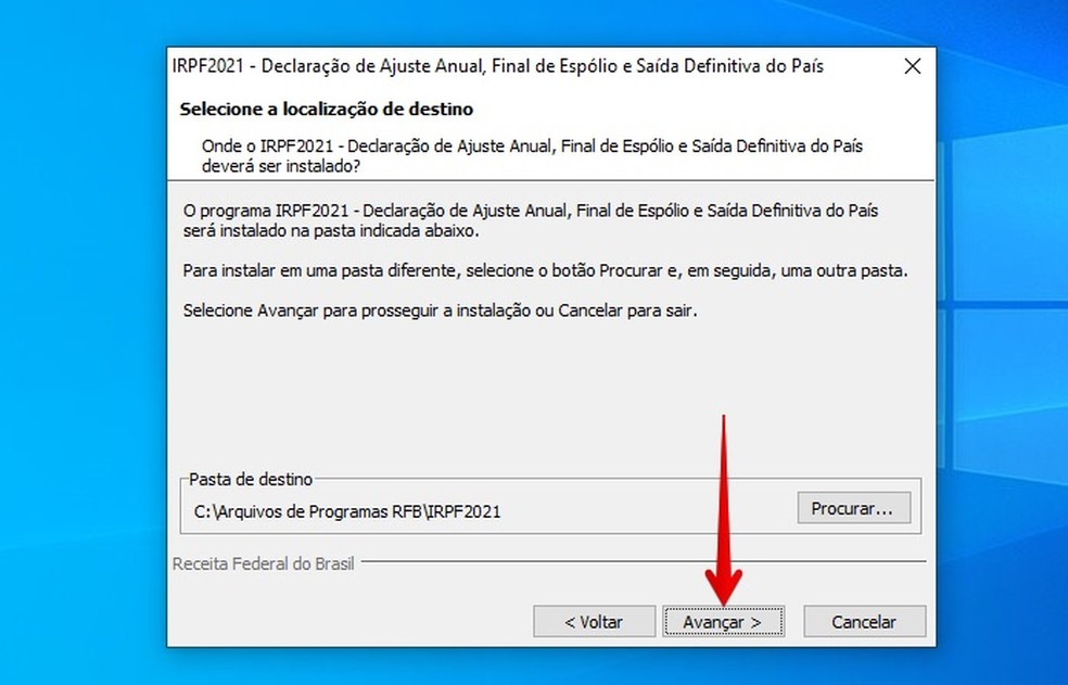 Baixar IRPF 2021: Instalando o programa no Windows — Foto: Reprodução/Helito Beggiora