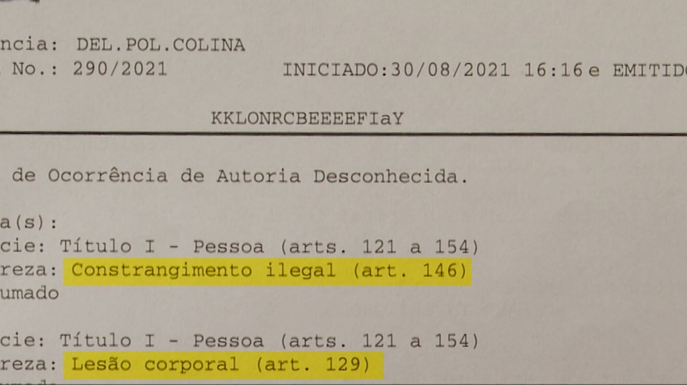 Vítima discorda de qualificações de boletim de ocorrência após agressões em Colina,SP — Foto: Reprodução/EPTV