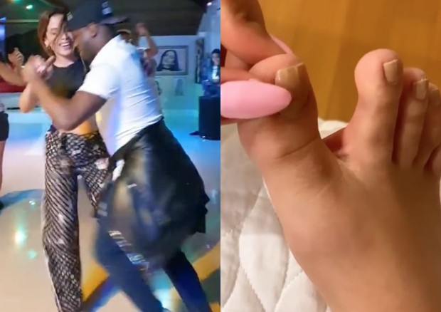 Anitta recebe famosos em aula de forró e machuca a unha do pé (Foto: Reprodução/Instagram)