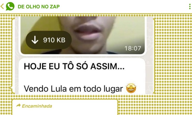 Arte com imagem retirada de grupo de WhatsApp lulista