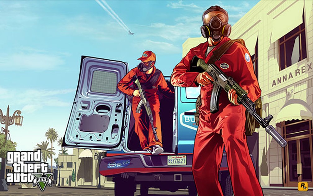 Arte divulgada pela Rockstar mostra cena de missão do game 'GTA V' — Foto: Divulgação