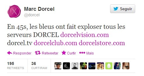 Tweet de Dorcel, prometendo acesso grátis (Foto: Reprodução/ Twitter)