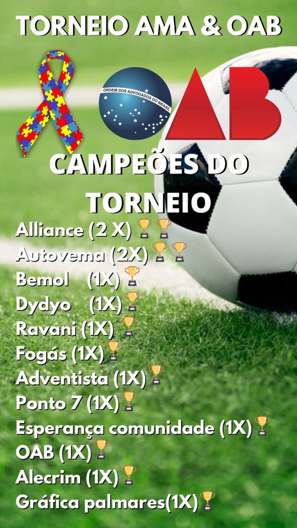 Campeões do Torneio AMA/OAB — Foto: Divulgação