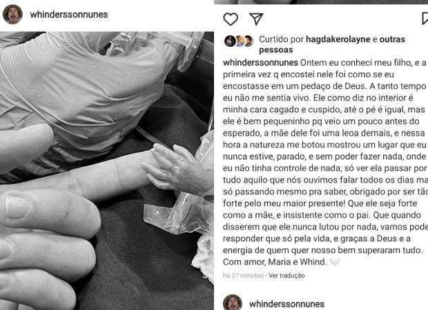 Whindersson Nunes posta foto após nascimento do filho (Foto: Reprodução/Instagram)