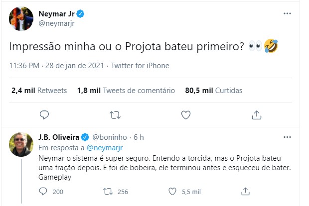 Neymar fala de prova e Boninho responde (Foto: Reprodução/Twitter)