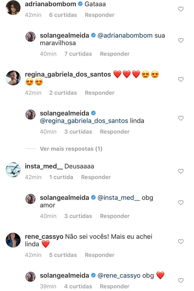 Solange Almeida responde internautas em post sem retoques (Foto: Reprodução/Instagram)