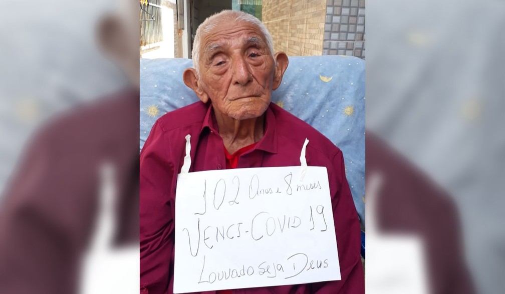 Francisco Pereira Leite tem 102 anos e venceu a Covid-19 no Maranhão — Foto: Arquivo Pessoal