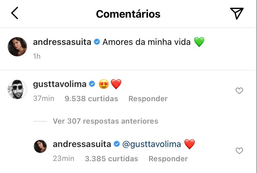 Comentário de Gusttavo Lima em publicação de Andressa Suita (Foto: Reprodução/Instagram)