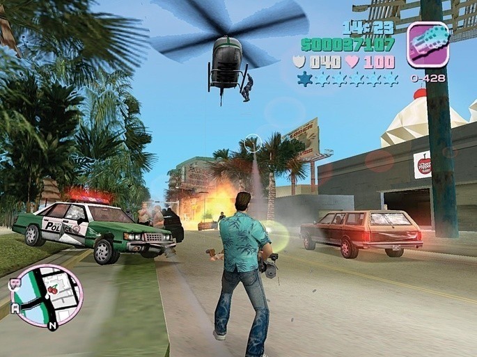 Tiro, porrada e bomba em Vice City (Foto: Reprodução)