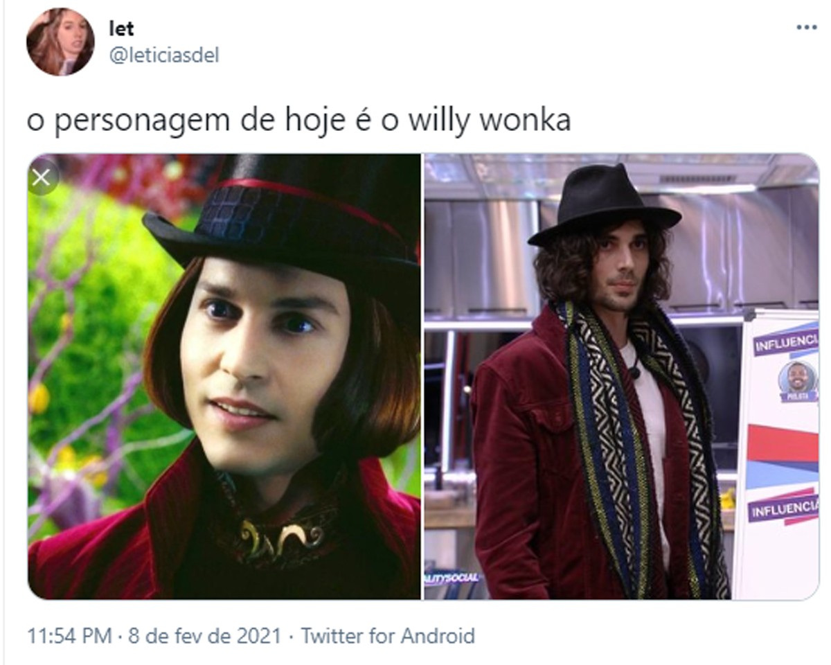 Look de Fiuk é comparado com Willy Wonka (Foto: Reprodução/Twitter)