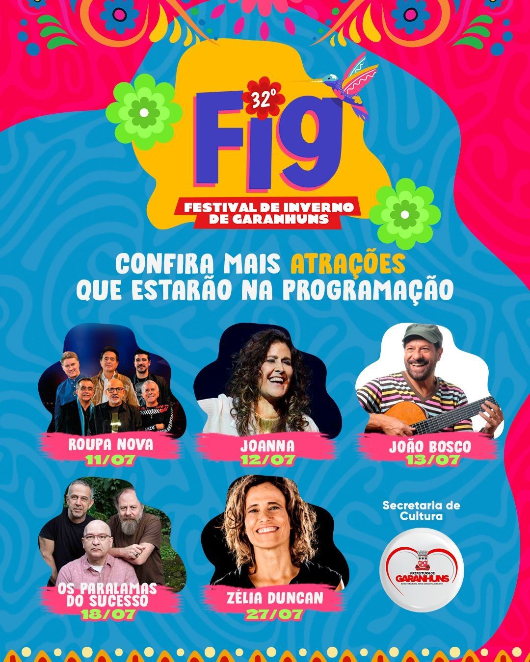 FIG 2024 confirma shows de Roupa Nova, Joanna, João Bosco, Paralamas e Zélia Duncan