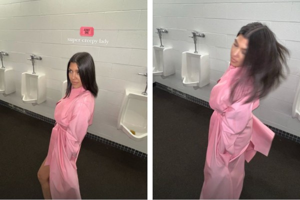 Kourtney Kardashian no banheiro masculino (Foto: Reprodução/Instagram)